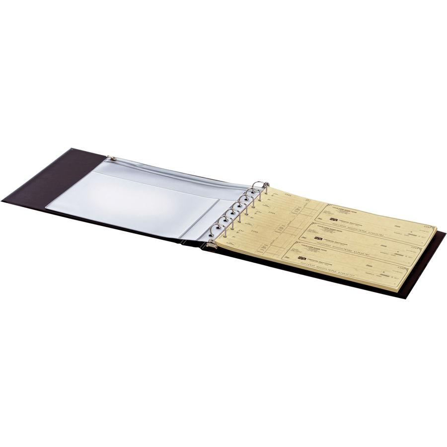Cardinal 7 Ring Standard Business Check Binder - 1" Binder Capacity - D-Ring Fastener(s) - Board - Black - Recycled - Textured, Eco-friendly, Zipper Closure, Pen Holder - 1 Each. Picture 2