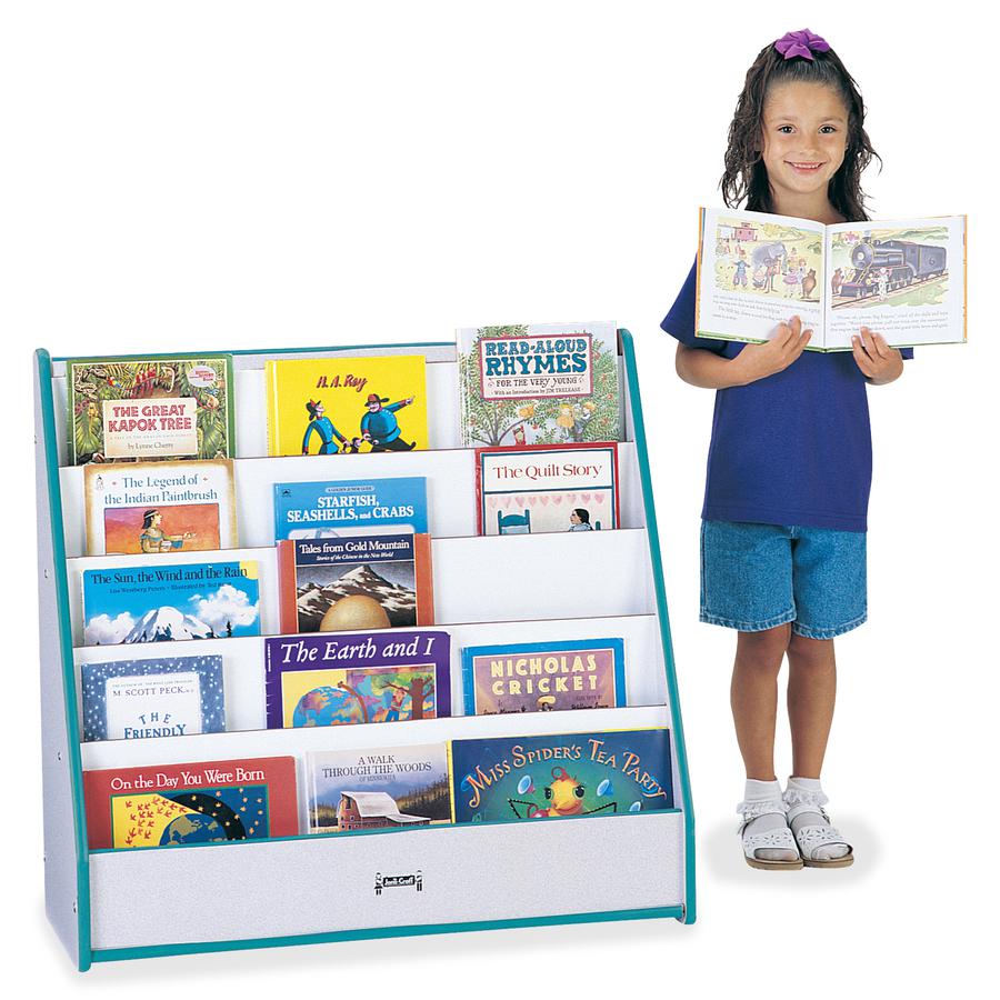 Jonti-Craft Rainbow Accents Laminate 5-shelf Pick-a-Book Stand - 5 Compartment(s) - 1" - 27.5" Height x 30" Width x 13.5" Depth - Rounded Corner, Laminated, Durable - Black - 1 Each. Picture 3