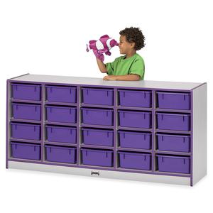 Jonti-Craft Rainbow Accents Cubbie Mobile Storage - 20 Compartment(s) - 29.5" Height x 24.5" Width x 15" DepthFloor - Durable, Laminated, Built-in Wheels - Navy Blue - Hard Rubber - 1 Each. Picture 6