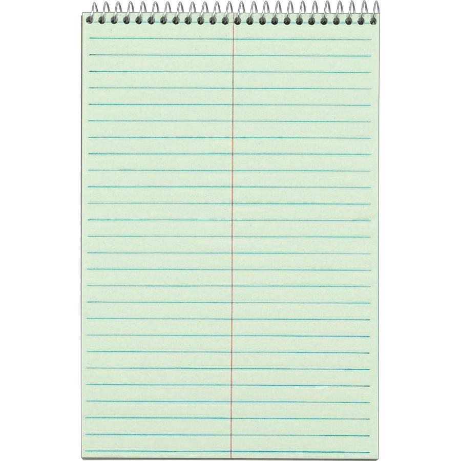 TOPS Steno Books - 80 Sheets - Wire Bound - Gregg Ruled Margin - 6" x 9" Sheet Size - Green Tint Paper - Snag Resistant, Acid-free, Heavyweight - 1 Dozen. Picture 2