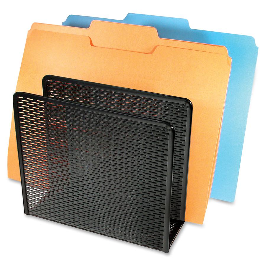 Artistic Urban Collection Punched Metal File Sorter - 3 Compartment(s) - 3" - 7.3" Height x 8" Width x 8" DepthDesktop - Heavy Duty, Scratch Resistant, Rounded Corner, Durable - Black - Steel - 1 Each. Picture 3