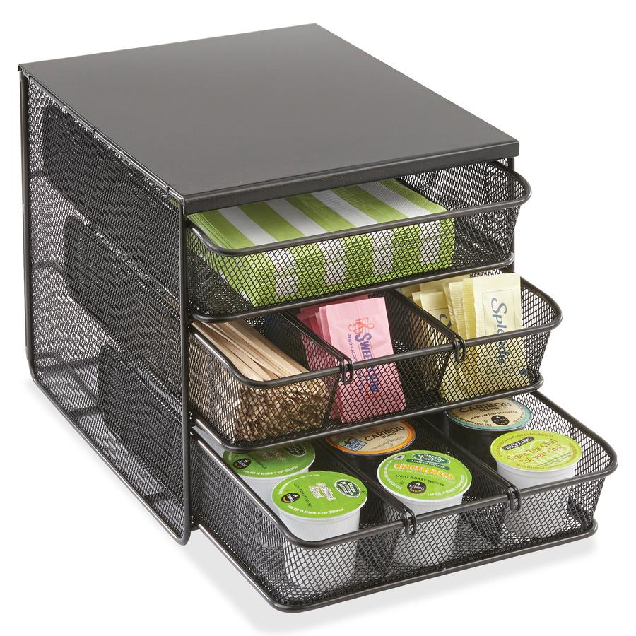 Safco Onyx Hospitality Organizer - 3 Drawer(s) - 3 Divider(s) - 3 Tier(s) - 8.25" Height x 11.50" Width x 8.25" Depth - Removable Divider, Sturdy - Powder Coated - Black - Steel - 1 Each. Picture 4