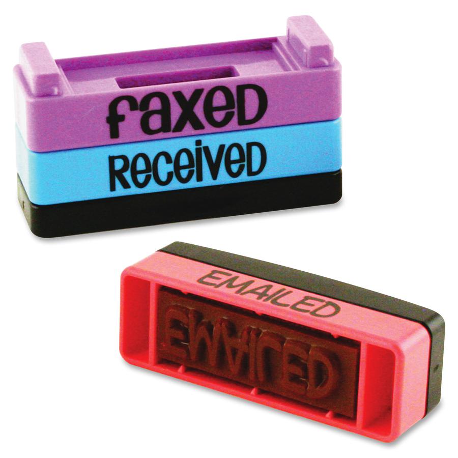 stackSTAMP Emailed Message Stamp Set - Message Stamp - EMAILED, FAXED, RECEIVED - 0.63" Impression Width x 1.81" Impression Length - Assorted - 1 Each. Picture 4