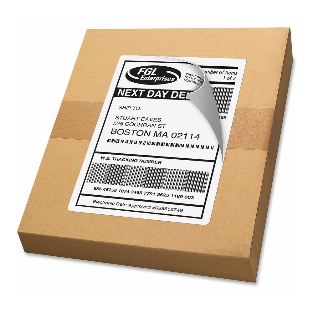 Avery&reg; Shipping Labels - TrueBlock Technology - 5 1/2" Width x 8 1/2" Length - Permanent Adhesive - Rectangle - Laser - Matte - White - Paper - 2 / Sheet - 500 Total Sheets - 1000 Total Label(s) -. Picture 2