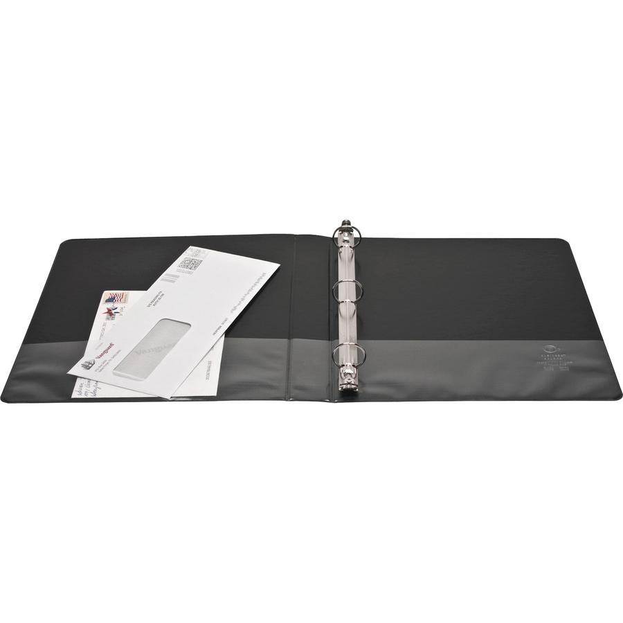 Business Source Round-ring View Binder - 1" Binder Capacity - Letter - 8 1/2" x 11" Sheet Size - 225 Sheet Capacity - Round Ring Fastener(s) - 2 Internal Pocket(s) - Chipboard, Polypropylene - Black -. Picture 7