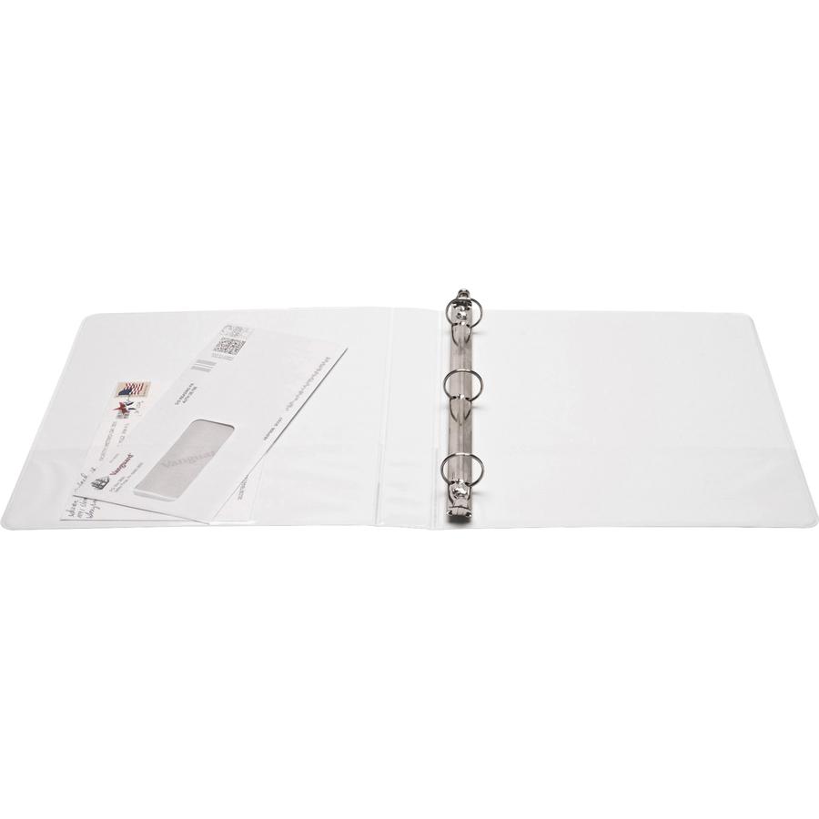 Business Source Round-ring View Binder - 1" Binder Capacity - Letter - 8 1/2" x 11" Sheet Size - 225 Sheet Capacity - Round Ring Fastener(s) - 2 Internal Pocket(s) - Chipboard, Polypropylene - White -. Picture 9