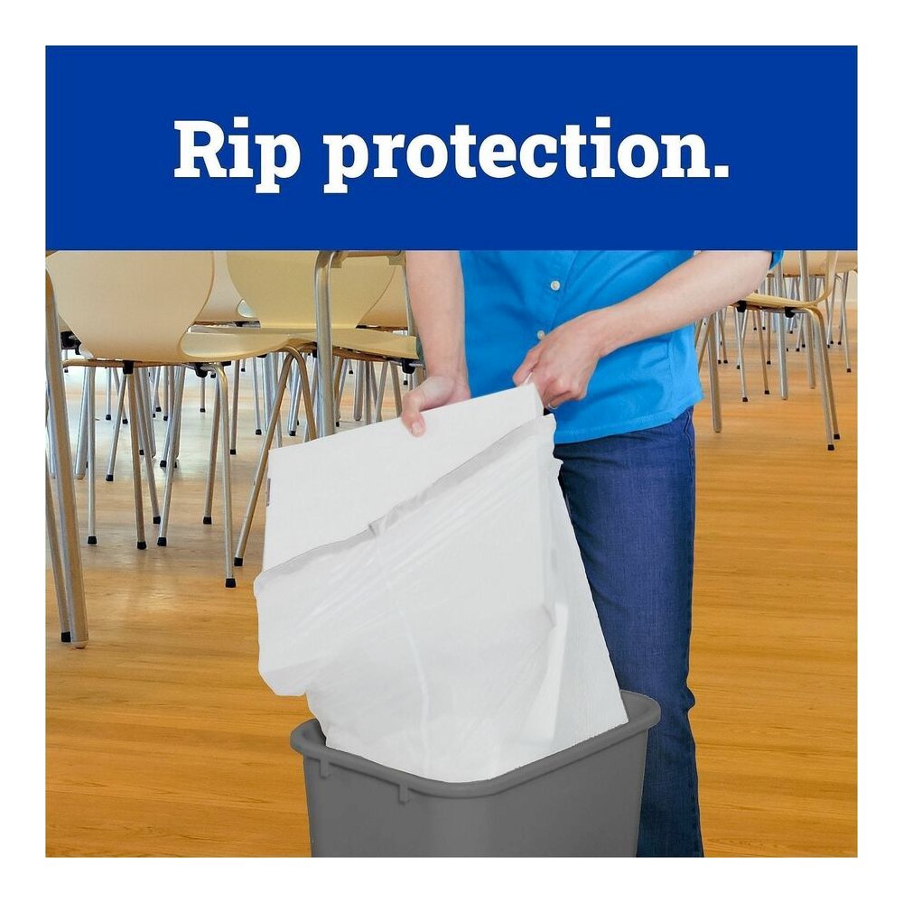 Glad ForceFlex Tall Kitchen Drawstring Trash Bags - 13 gal Capacity - 27" Length x 24" Width - Drawstring Closure - White - Plastic - Kitchen, Office, Day Care, Restaurant, School - 100/Box - 4 / Cart. Picture 5