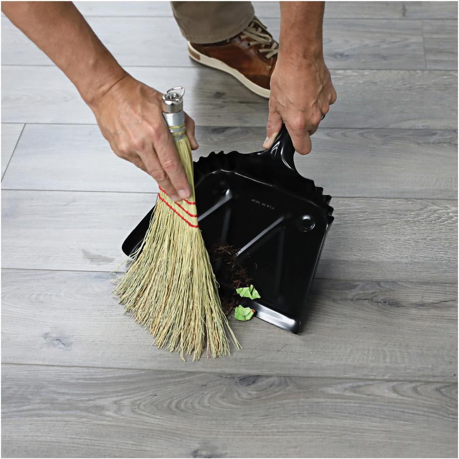 Genuine Joe Heavy-Duty Metal Dustpan - 12" Wide - Steel - Black - 1 Each. Picture 2