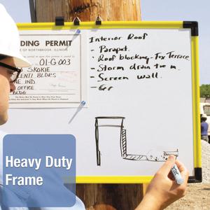 Quartet Industrial Magnetic Whiteboard - 48" (4 ft) Width x 36" (3 ft) Height - White Painted Steel Surface - Bright Yellow Aluminum Frame - Rectangle - Horizontal - Magnetic - 1 Each. Picture 5