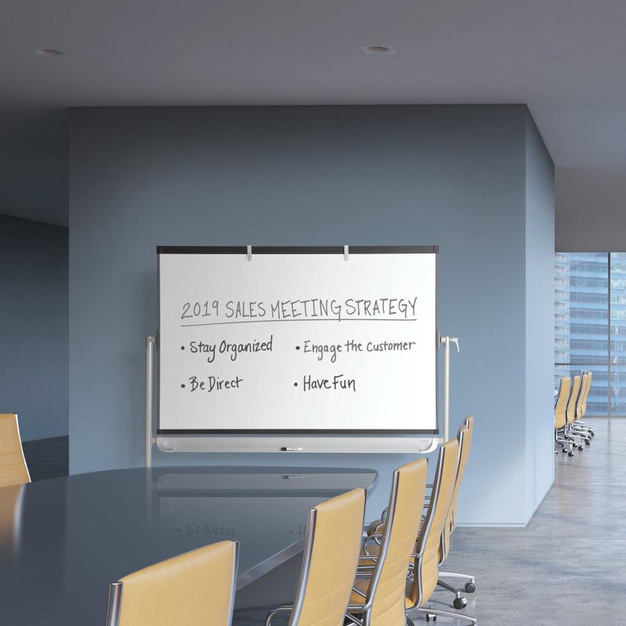 Quartet Prestige 2 Mobile Presentation Easel - 72" (6 ft) Width x 48" (4 ft) Height - White Painted Steel Surface - Graphite Frame - Rectangle - Magnetic - 1 Each. Picture 2