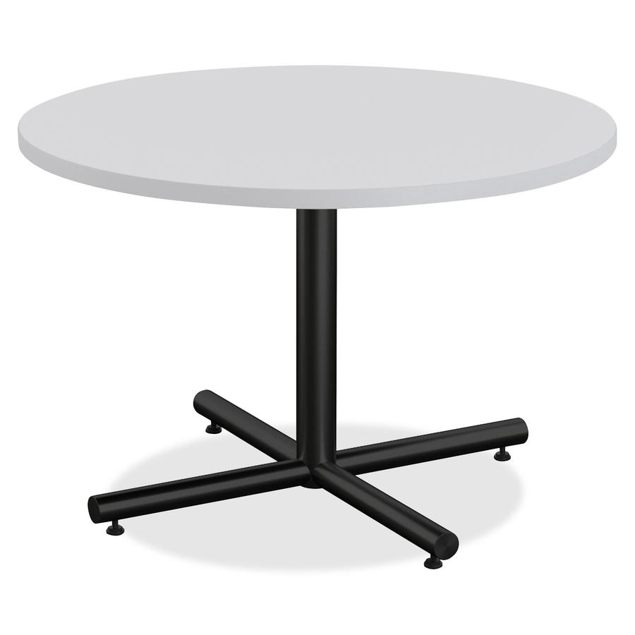 Lorell Hospitality Collection Tabletop - Round Top - 1" Table Top Thickness x 42" Table Top Diameter - Breakroom, Cafeteria - Assembly Required - High Pressure Laminate (HPL), Light Gray - Particleboa. Picture 2
