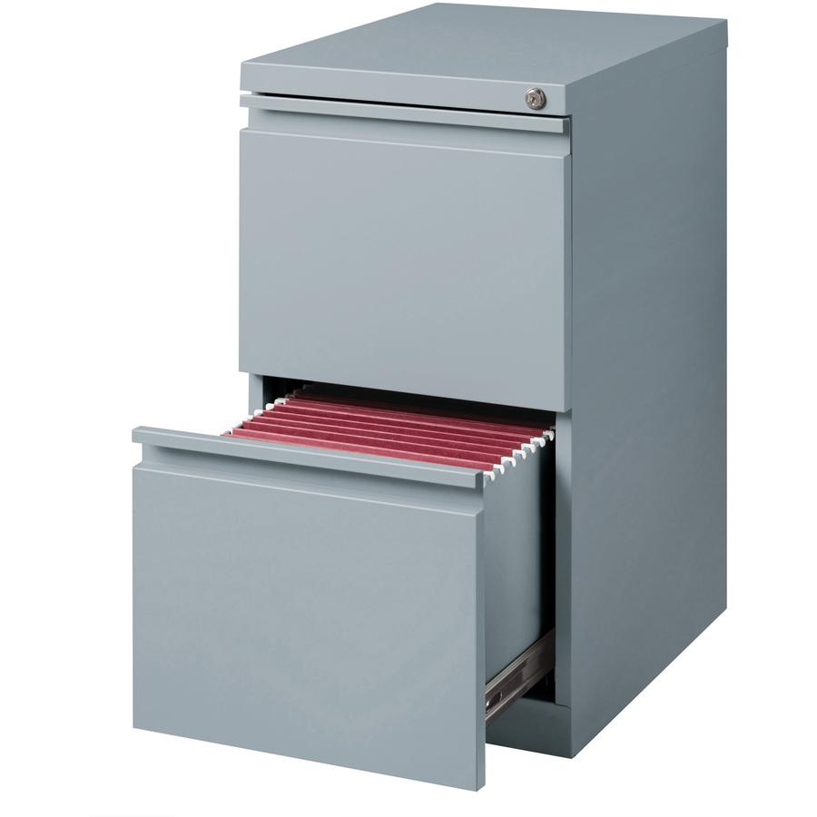 Lorell 20" File/File Mobile File Cabinet with Full-Width Pull - 15" Width x 19.9" Depth x 27.7" Height - 2 x Drawer(s) for File - Letter - Vertical - Ball-bearing Suspension, Drawer Extension, Durable. Picture 2