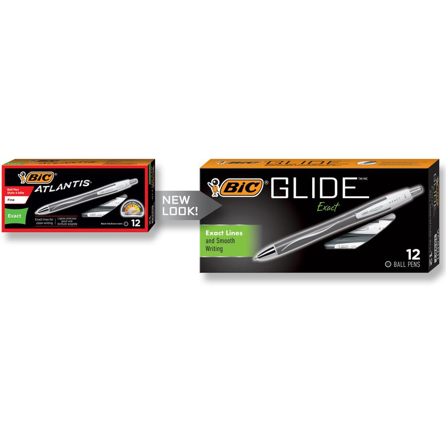 BIC Glide Exact Retractable Ballpoint - Fine Pen Point - Retractable - Black - 1 Dozen. Picture 6