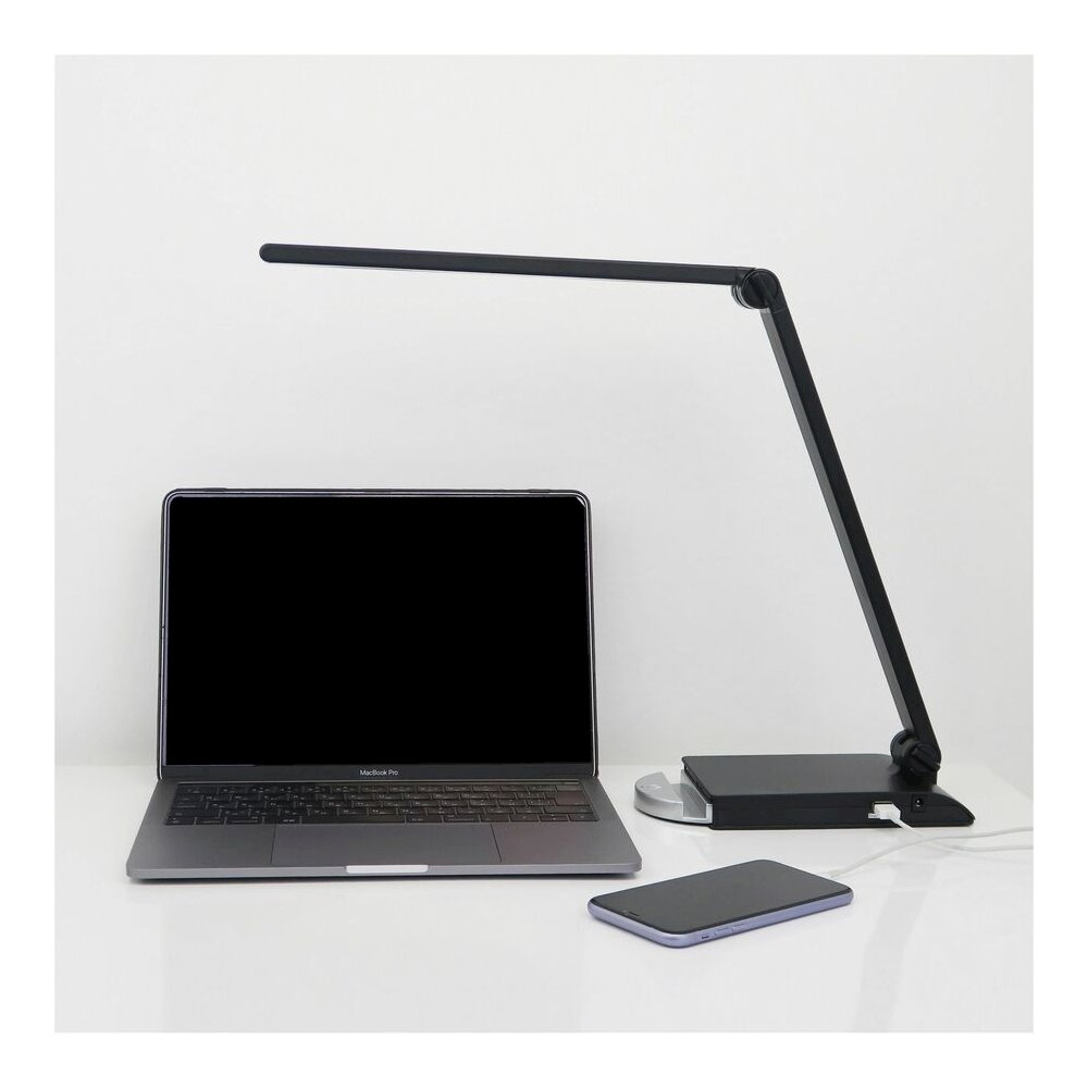 Lorell 8-watt SMD LED Task Light - 8 W LED Bulb - USB Charging, Dimmable - Aluminum, Plastic - Desk Mountable - Black - for Desk, Table, Indoor. Picture 6