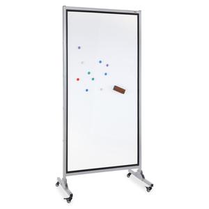Lorell Double-sided Dry-Erase Easel/Room Divider - 37.5" (3.1 ft) Width x 82.5" (6.9 ft) Height - White Steel Surface - Black Aluminum Frame - Rectangle - Magnetic - Casters - 1 Each. Picture 3