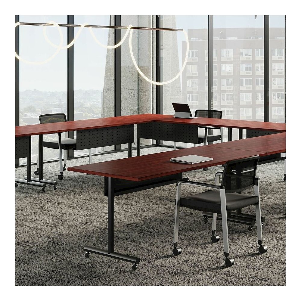 Lorell Relevance Series Tabletop - Laminated, Mahogany Rectangle Top - 48" Table Top Width x 24" Table Top Depth x 1" Table Top Thickness - 47.63" Width x 23.63" Depth - Conferencing - Assembly Requir. Picture 7