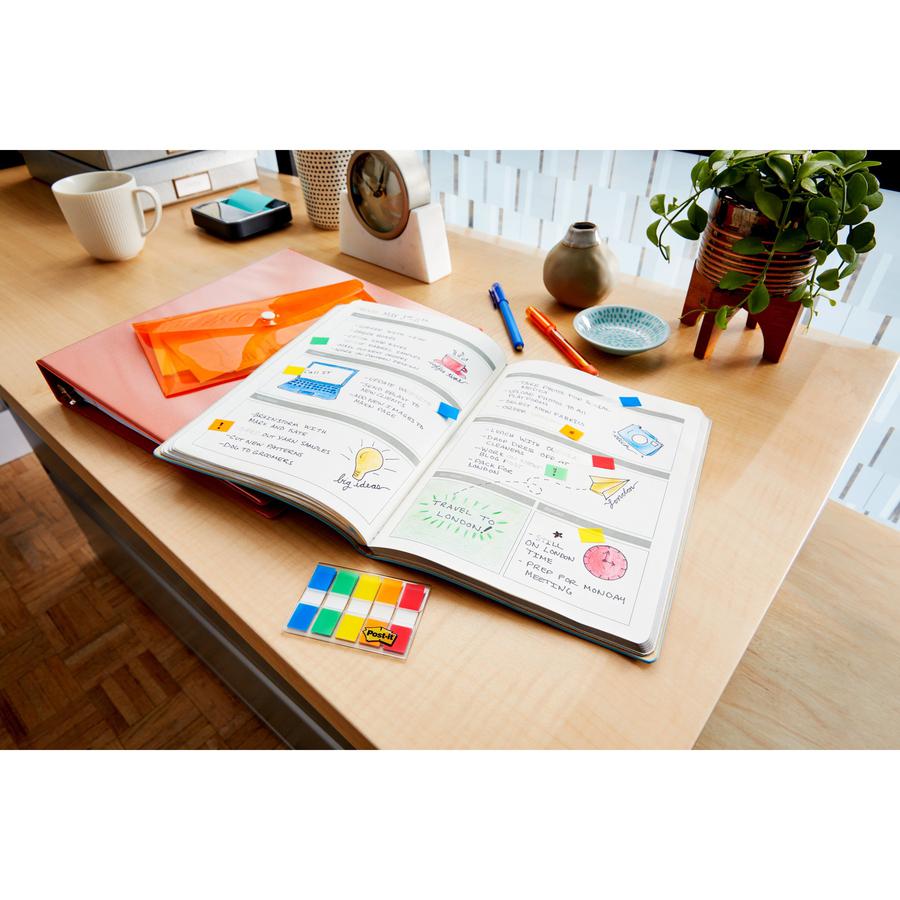 Post-it&reg; Assorted Flag Combo Pack - 320 x Assorted - 1/2" , 1" - Blue, Green, Yellow, Orange, Red, Pink, Purple - Self-adhesive, Repositionable - 320 / Pack. Picture 2