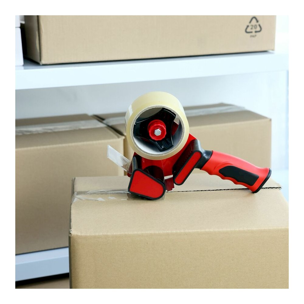 Sparco Handheld Tape Dispenser - 3" Core - Refillable - Ergonomic Design, Adjustable Tension Mechanism, Durable - Red, Black - 1 Each. Picture 8