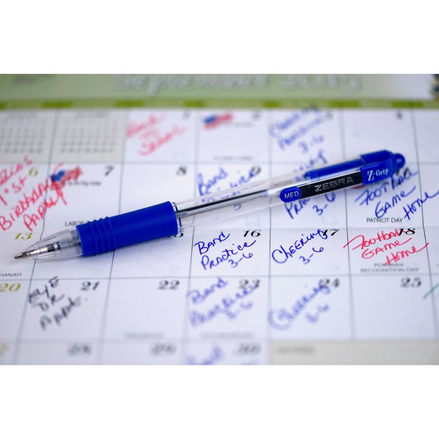 Zebra Z-Grip Retractable Ballpoint Pens - Medium Pen Point - 1 mm Pen Point Size - Retractable - Blue - Clear Plastic Barrel - 48 / Pack. Picture 2