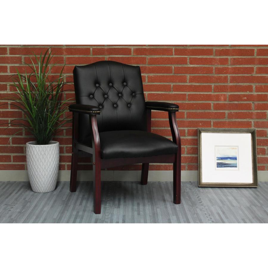 Boss Traditional Guest Chair - Black Seat Color - Vinyl Seat Material - Black Back Color - Vinyl Back Material - 1 Each. Picture 2