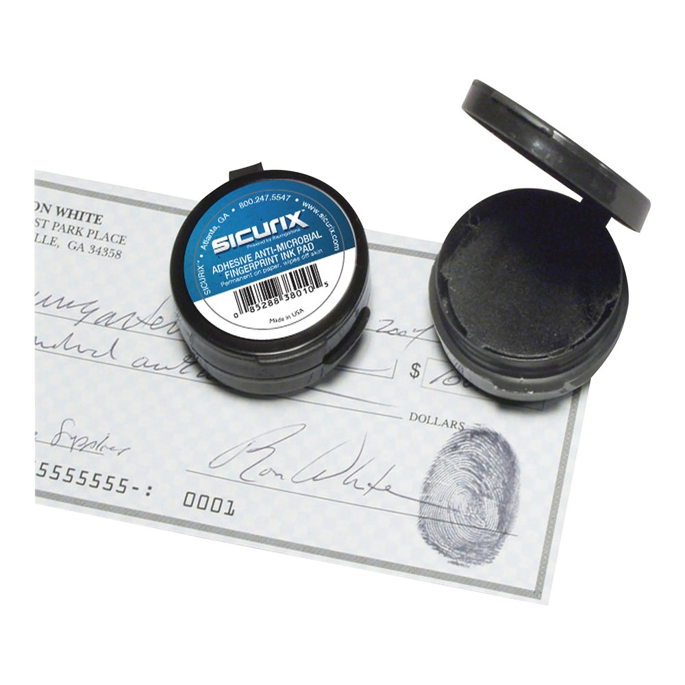 SICURIX Adhesive Fingerprint Ink Pads - 0.5" Height x 1.5" Width x 1.5" Depth - Black Ink - Black - 12 / Carton. Picture 3