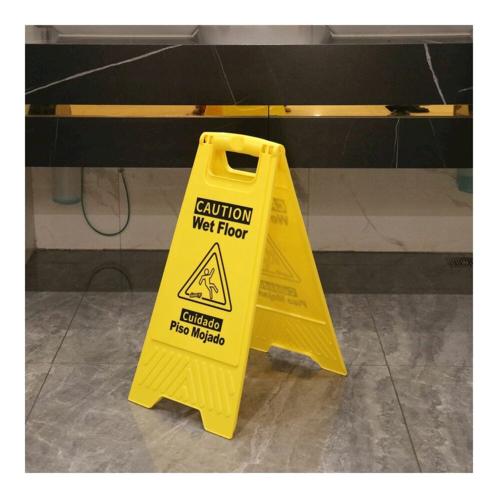 Genuine Joe Universal Graphic Wet Floor Sign - English, Spanish - Print/Message "Wet Floor" - Foldable - Yellow - 2 / Carton. Picture 7