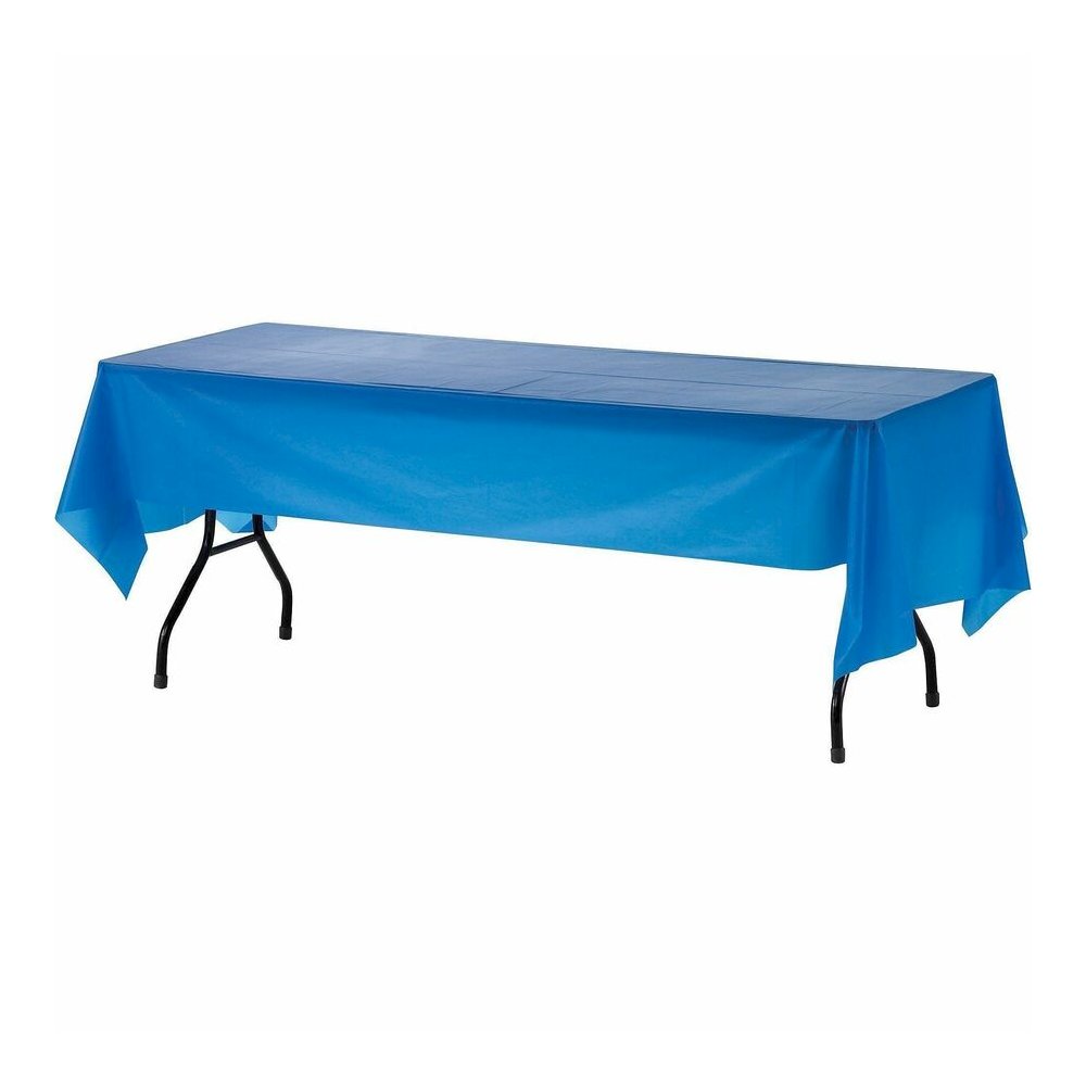Genuine Joe Plastic Rectangular Table Covers - 108" Length x 54" Width - Plastic - Blue - 6/Pack - 4 / Carton. Picture 7