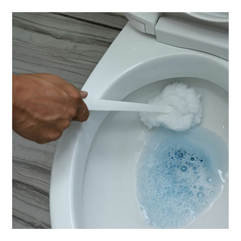 Genuine Joe Toilet Bowl Mop - 4.50" Height Head - 12" Length Plastic Handle - Durable, Scrubber Strip, Acid Resistant - White - 25 / Carton. Picture 5