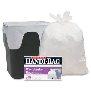 Berry Handi-Bag Wastebasket Bags - Small Size - 8 gal Capacity - 24" Length x 21.50" Width x 0.60 mil (15 Micron) Thickness - White - Hexene Resin - Home, Office - 130/Box - 6 / Carton. Picture 5