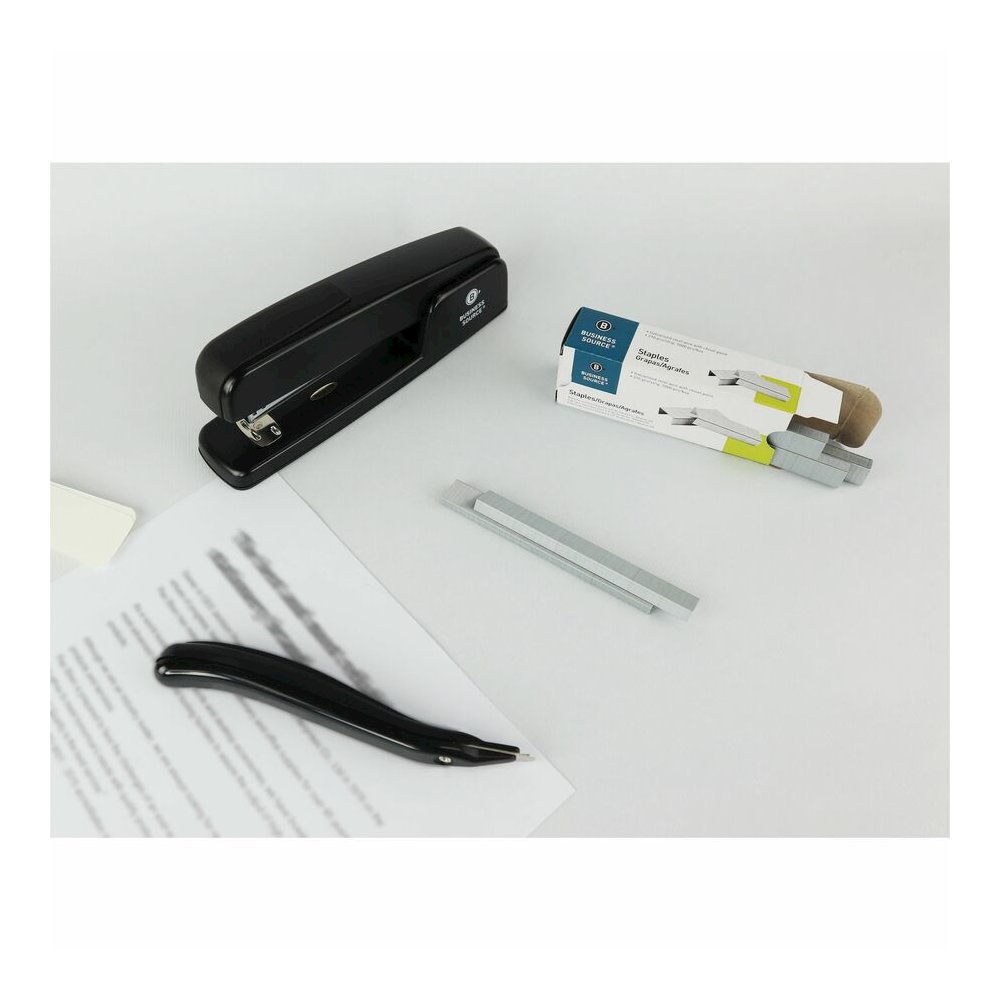Business Source Standard Stapler Value Pack - Staples Upto 20 Sheet - Holds Upto 210 Staple - Full Strip - Top Loading - Black - 1 Pack. Picture 6