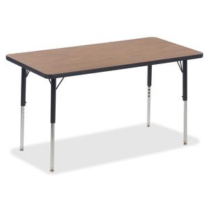 Lorell Classroom Activity Tabletop - High Pressure Laminate (HPL), Medium Oak Rectangle Top - 24" Table Top Width x 48" Table Top Depth x 1.13" Table Top Thickness - Assembly Required - 1 Each. Picture 2