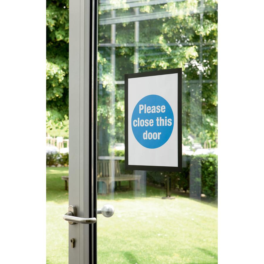 DURABLE&reg; DURAFRAME&reg; Self-Adhesive Magnetic Letter Sign Holder - Horizontal or Vertical, 9.5" x 12" Frame Size - Holds 8.5" x 11" Insert, 2 -Pack, Black. Picture 5