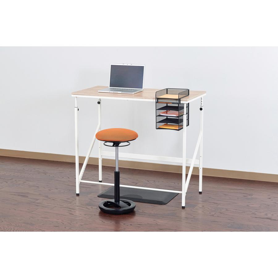 Safco Laminate Tabletop Standing-Height Desk - For - Table TopMelamine Laminate Rectangle, Beech Top - Powder Coated, Cream Base - Adjustable Height - 38" to 50" Adjustment x 48" Table Top Width x 24". Picture 3