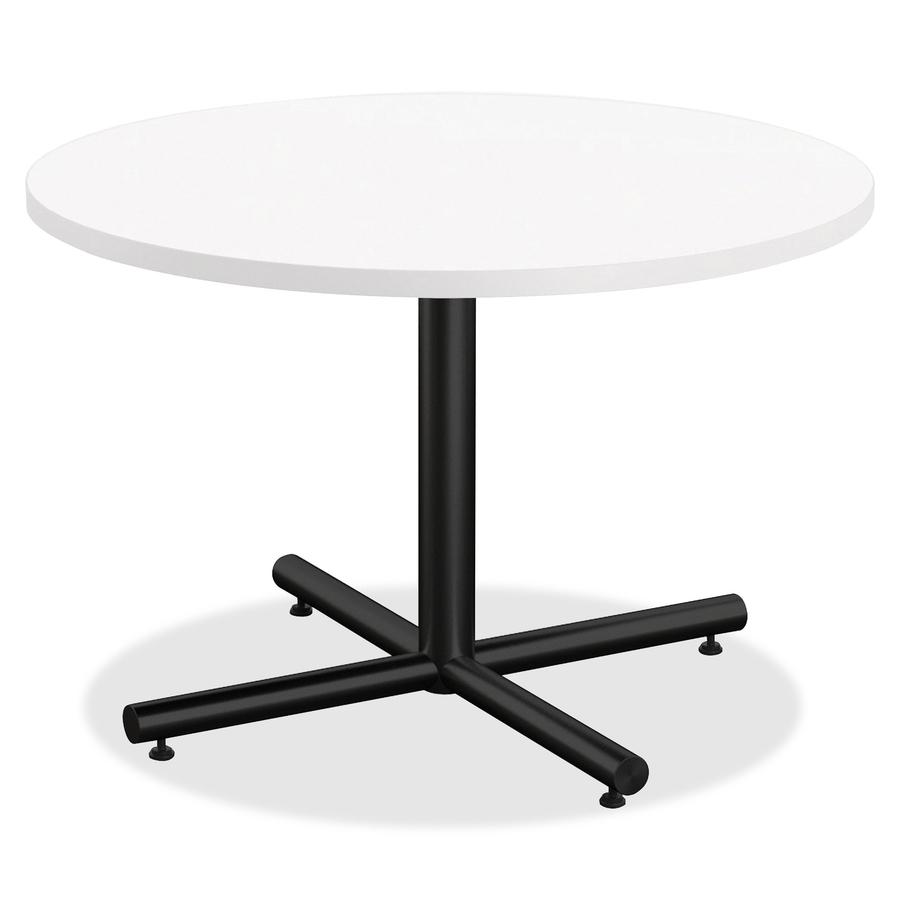 Lorell Hospitality Collection Tabletop - High Pressure Laminate (HPL) Round, White Top - 1.25" Table Top Thickness x 36" Table Top Diameter - Assembly Required - Thermofused Laminate (TFL), Particlebo. Picture 2