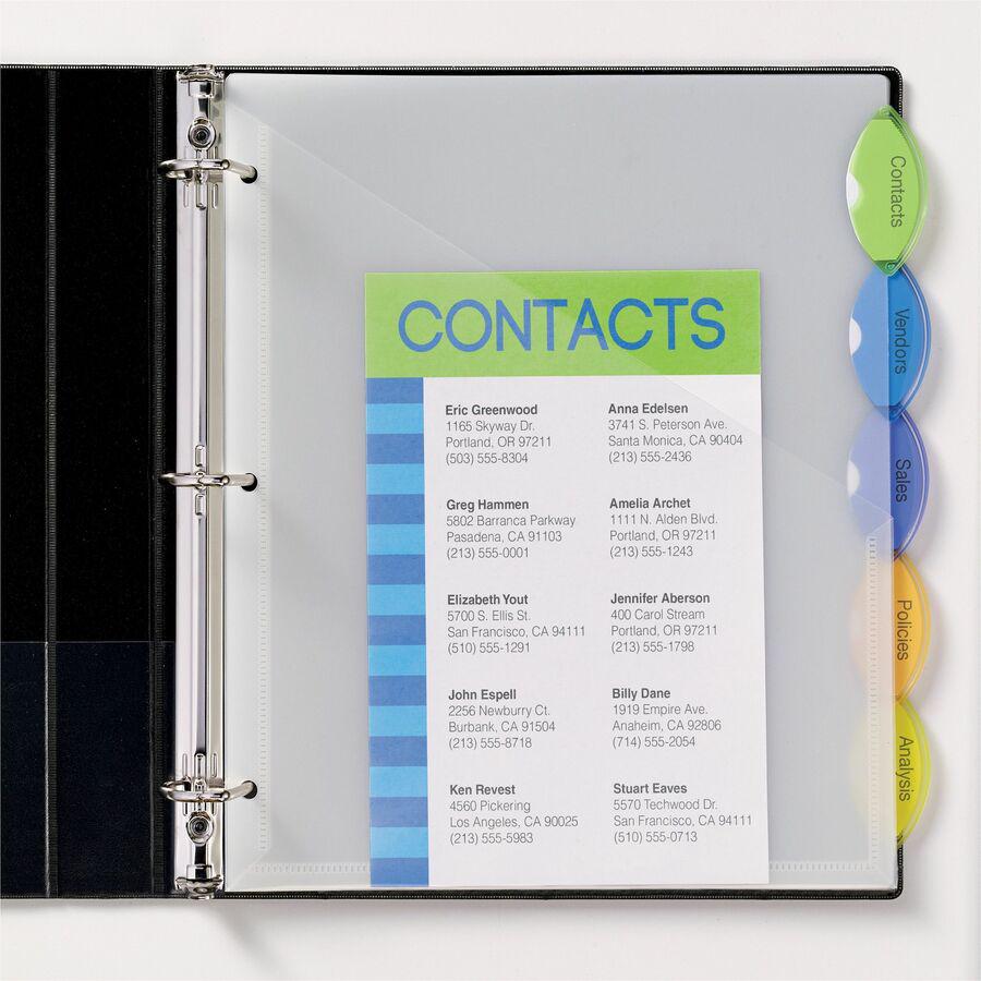 Avery&reg; Insertble Style Edge Plastic Pocket Dividers - 5 x Divider(s) - 5 - 5 Tab(s)/Set - 9.3" Divider Width x 11.25" Divider Length - 3 Hole Punched - Translucent Plastic Divider - Multicolor Pla. Picture 2