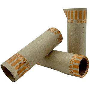 PAP-R Tubular Coin Wrap - 25¢ Denomination - Durable, Burst Resistant, Crimped, Pre-formed - 57 lb Basis Weight - Paper - Orange - 1000 / Box. Picture 2
