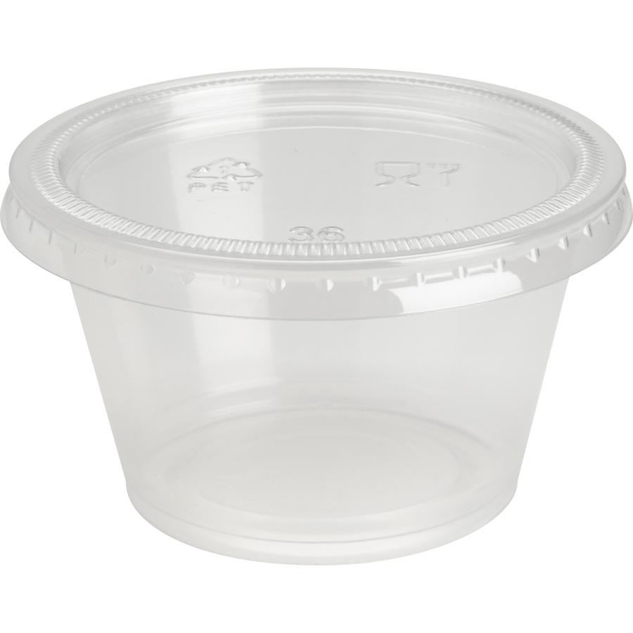 Genuine Joe Portion Cup Lid - 2.9" Diameter - Transparent, Clear - 50/Bag - 50 / Carton. Picture 2