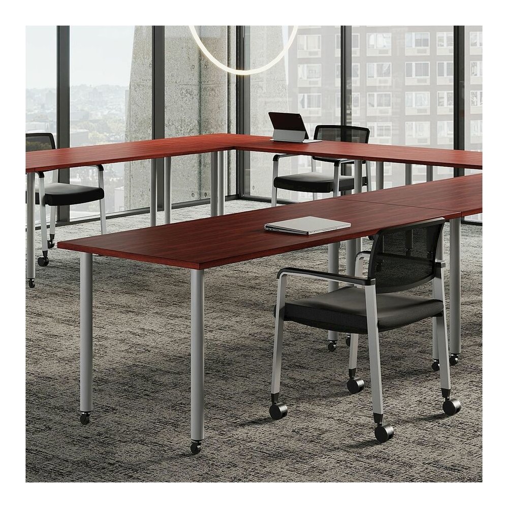 Lorell Training Tabletop - Cherry Rectangle, Laminated Top - Adjustable Height - 72" Table Top Width x 30" Table Top Depth x 1" Table Top Thickness - Assembly Required - 1 Each. Picture 7