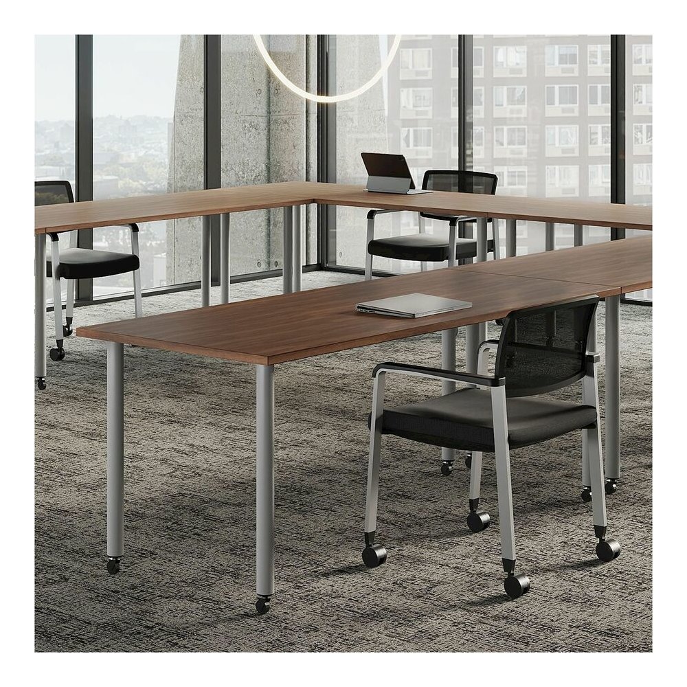 Lorell Relevance Series Tabletop - Walnut Rectangle, Laminated Top - Adjustable Height - 72" Table Top Width x 30" Table Top Depth x 1" Table Top Thickness - Assembly Required - 1 Each. Picture 7