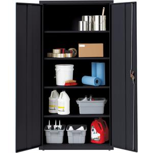 Lorell Fortress Series Storage Cabinet - 36" Width x 24" Depth x 72" Height - 5 x Shelf(ves) - Hinged Door(s) - Sturdy, Recessed Locking Handle, Removable Lock, Durable, Storage Space - Black - Powder. Picture 5
