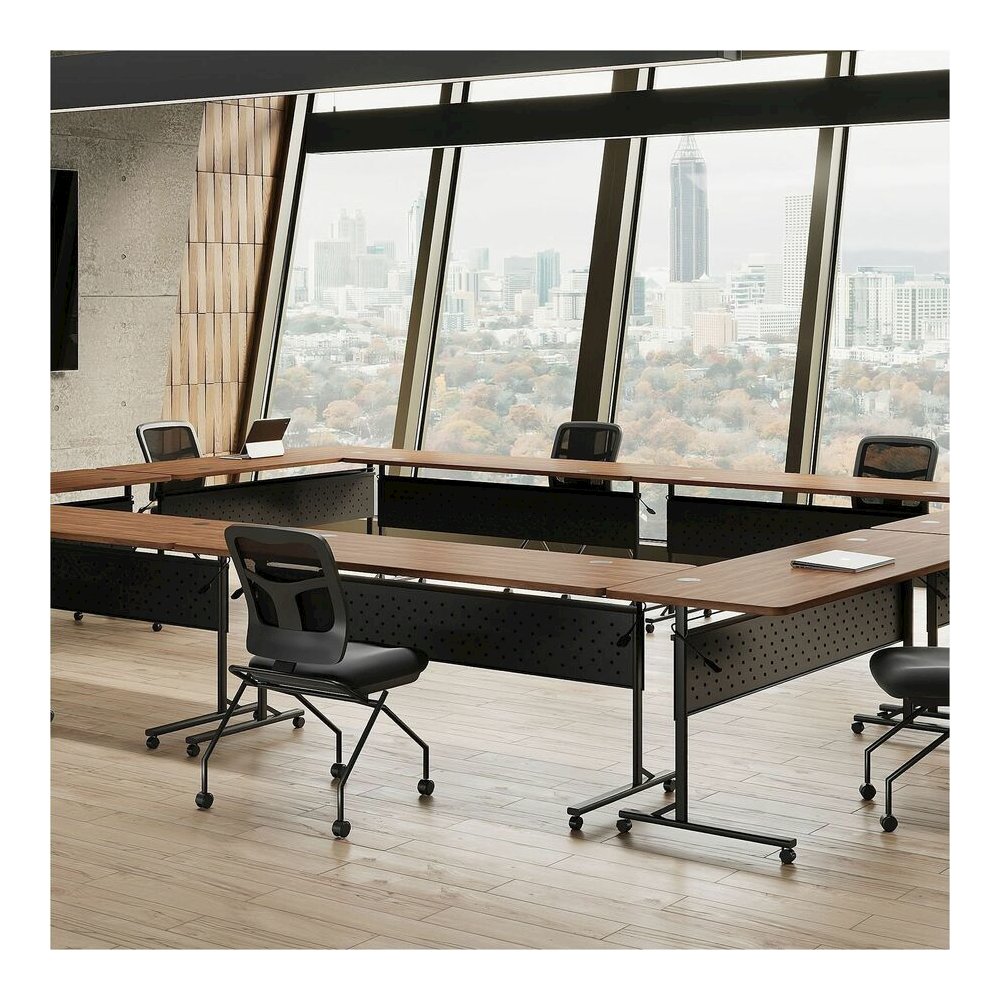 Lorell Relevance Series Tabletop - Walnut Rectangle, Laminated Top - Adjustable Height - 24" Table Top Width x 72" Table Top Depth x 1" Table Top Thickness - Assembly Required - 1 Each. Picture 7
