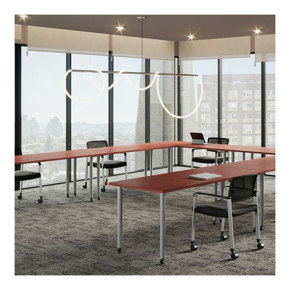 Lorell Training Tabletop - Cherry Rectangle, Laminated Top - 48" Table Top Length x 24" Table Top Width x 1" Table Top Thickness - Assembly Required - 1 Each. Picture 8