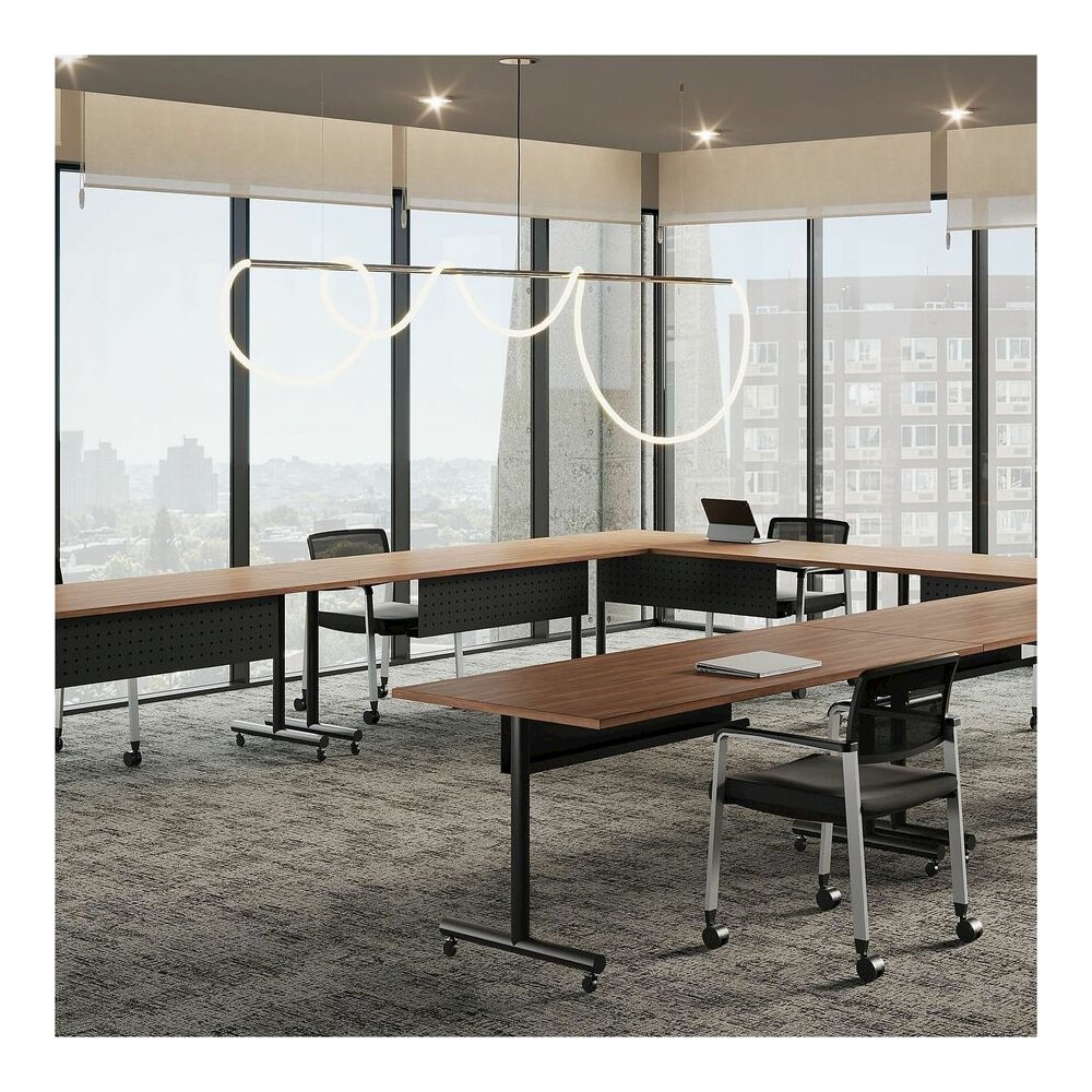Lorell Relevance Series Tabletop - Walnut Rectangle, Laminated Top - 48" Table Top Length x 24" Table Top Width x 1" Table Top Thickness - Assembly Required - 1 Each. Picture 7