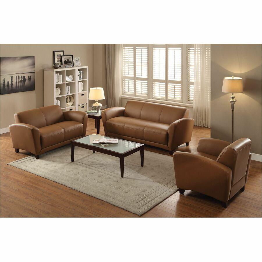 Lorell Accession Club Chair - Four-legged Base - Tan - Bonded Leather - Armrest - 1 Each. Picture 2