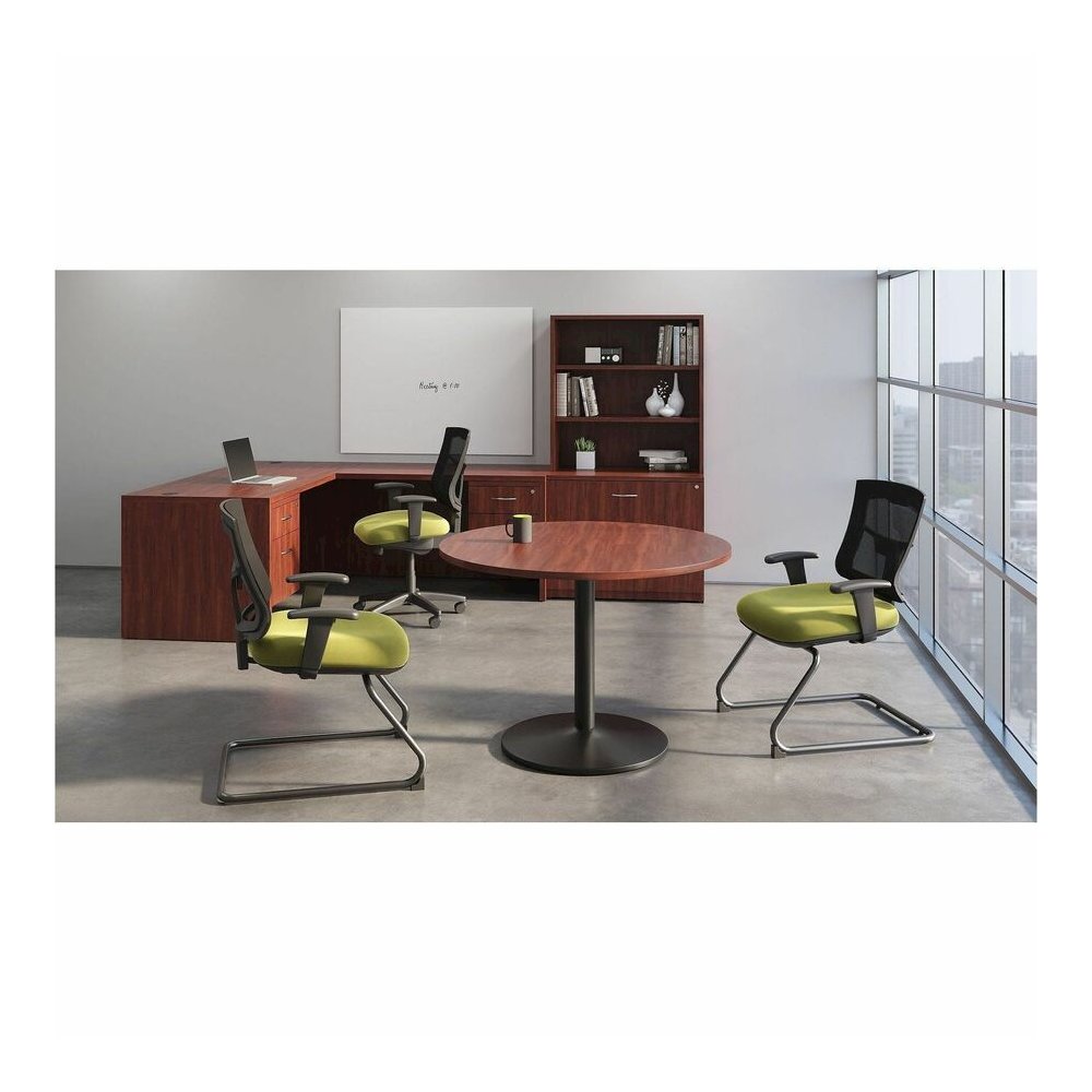 Lorell Essentials Series Rectangular Desk Shell - 29.5" Height x 70.9" Width x 29.5" Depth Desk - Material: Metal - Finish: Cherry Laminate - 1 Each. Picture 7