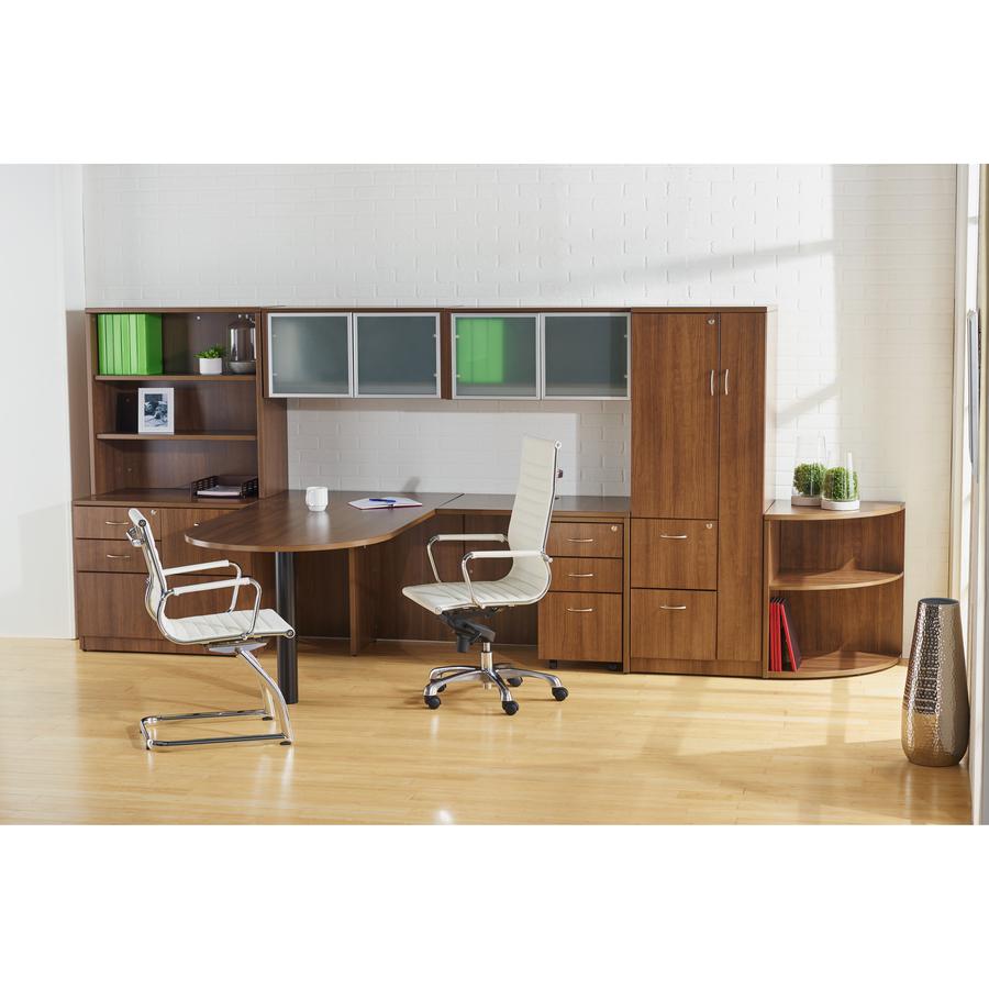 Lorell Essentials/Revelance Tall Storage Cabinet - 23.6" x 23.6"65.6" Cabinet, 0.5" Compartment - 2 x Storage Drawer(s) - 1 Door(s) - Finish: Walnut, Laminate. Picture 2