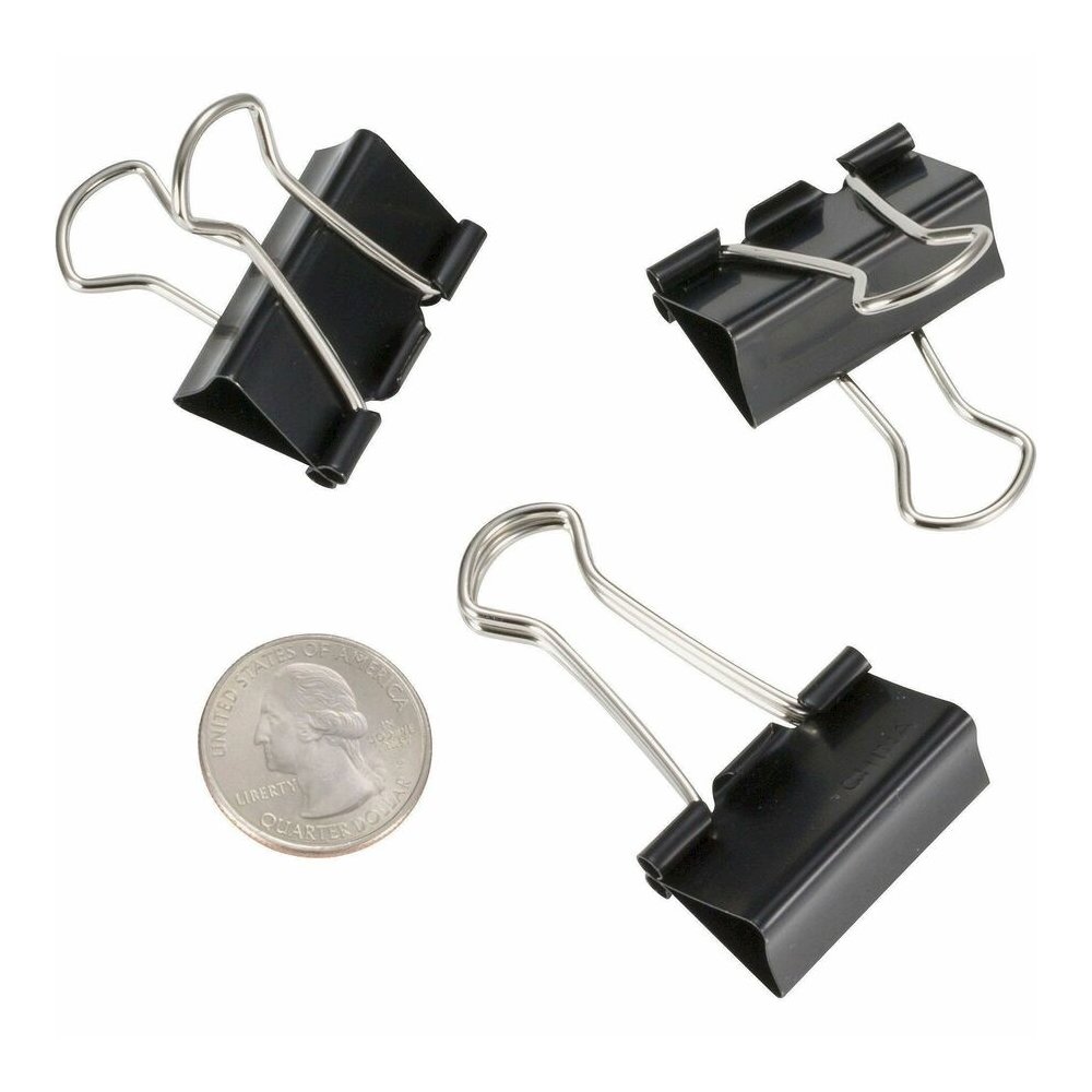 Officemate Binder Clips - Medium - 9" Length x 2.4" Width - 0.62" Size Capacity - for File - Corrosion Resistant, Durable - Black - 12/Box - 12 / Pack. Picture 2