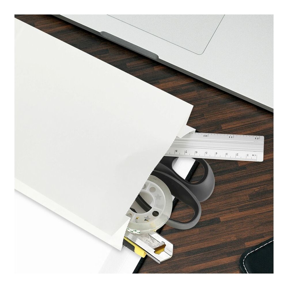 Sparco White Kraft Paper Bags - 11" Length x 6" Width - White - Paper - 100 / Pack. Picture 6