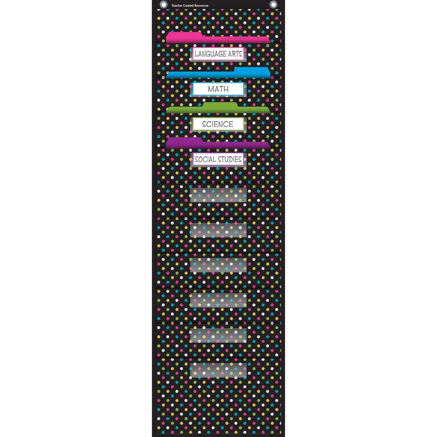 Teacher Created Resources Chalkboard Storage Pocket Chart - 10 Pocket(s) - 58" Height x 14" Width46" Length - Lightweight - Vinyl, Plastic - 1 Each. Picture 3