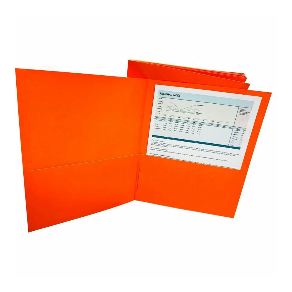 Business Source Letter Portfolio - 8 1/2" x 11" - 125 Sheets Capacity - Inside Front & Back Pocket - Orange - Card Holder - 25 / Box. Picture 4